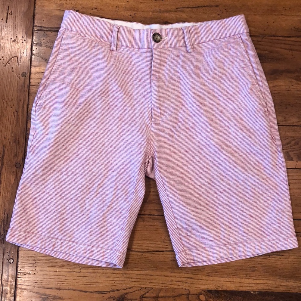 Old Navy Red Stripe Linen Blend Shorts - Ultimate Slim